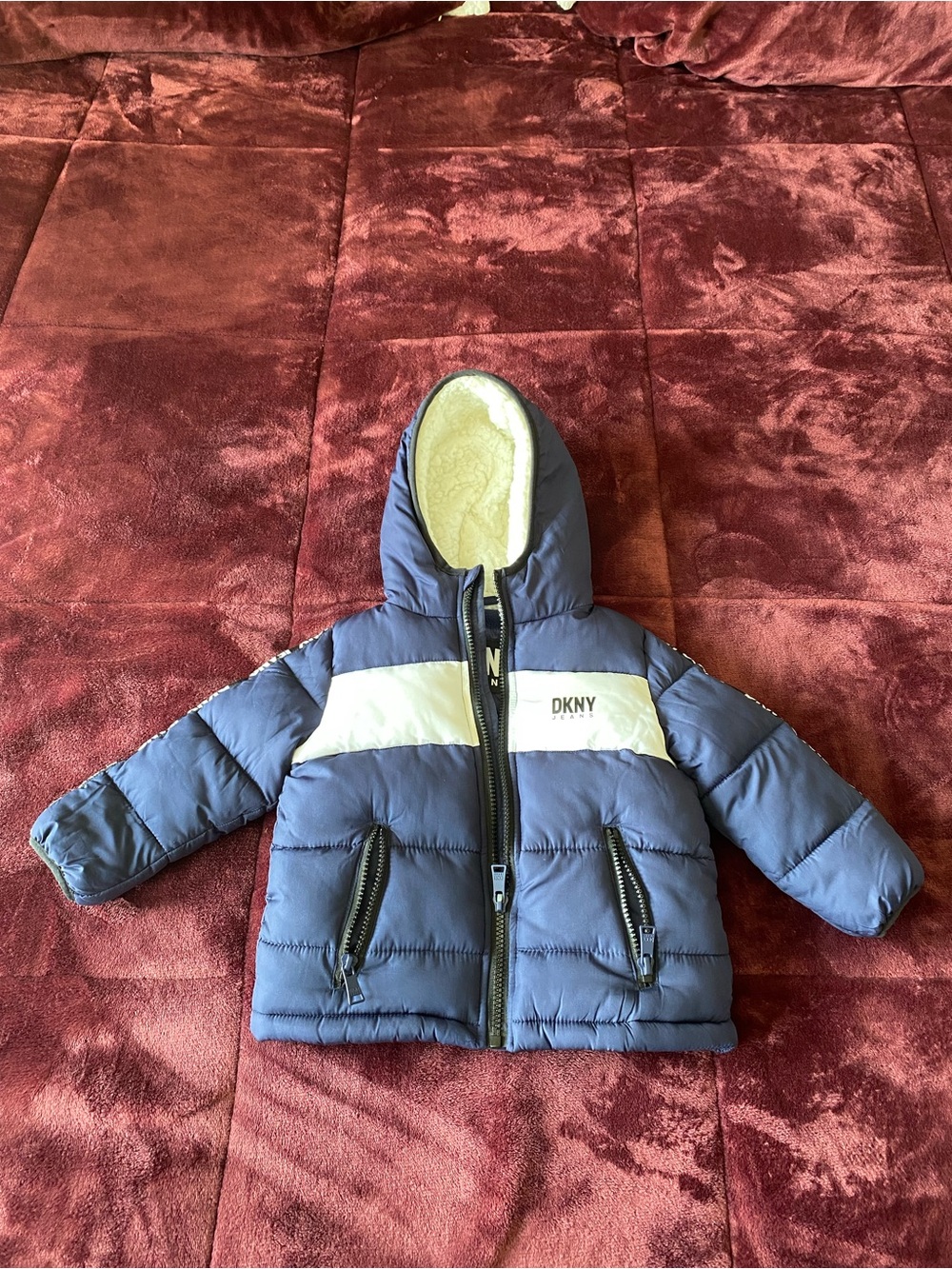 DKNY Jeans toddler/boys fleece-lined colorblock puffer